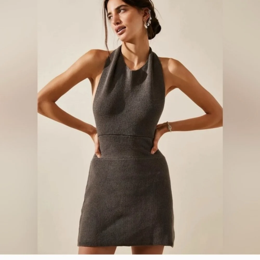 Free People Mustard Yellow Knit Bow Strap Dress
